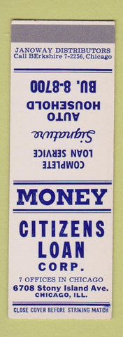 Matchbook Cover - Citizens Loan Corp Chicago IL SAMPLE