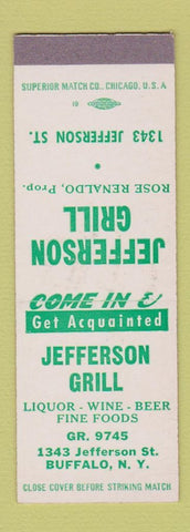 Matchbook Cover - Jefferson Grill Buffalo NY SAMPLE