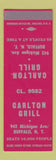Matchbook Cover - Carlton Grill Buffalo NY SAMPLE