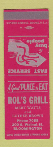 Matchbook Cover - Rol's Grill Bloomington IN SAMPLE