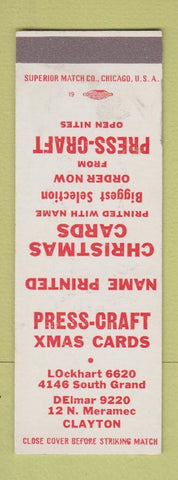 Matchbook Cover - Press Craft Xmas Cards Clayton MO SAMPLE