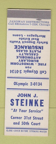 Matchbook Cover - John Steinke Insurance SAMPLE