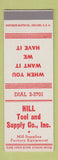 Matchbook Cover - Hill Tool and Supply Rockford IL SAMPLE