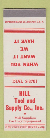 Matchbook Cover - Hill Tool and Supply Rockford IL SAMPLE