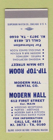 Matchbook Cover - Modern Hall Tip Top Room SAMPLE