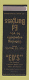 Matchbook Cover - Ed's Restaurant Catering Central Square WEAR SAMPLE