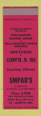 Matchbook Cover - Smpad's Restaurant St Joseph MO SAMPLE