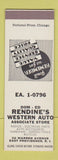 Matchbook Cover - Rendine's Western Bicycles Hardware East Providence RI SAMPLE