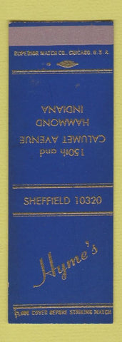 Matchbook Cover - Hyme's Hammond IN SAMPLE