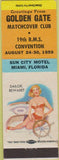 Matchbook Cover - Golden Gate Match Club Miami FL RMS Convention pinup