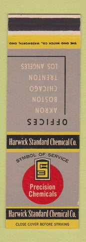 Matchbook Cover - Harwick Standard Chemical Akron OH Boston Chicago SAMPLE