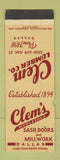 Matchbook Cover - Clem's Sash Doors Millwork Dallas TX WEAR SAMPLE