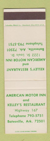 Matchbook Cover - American Motor Inn Kelley's Restaurant Batesville AR SAMPLE