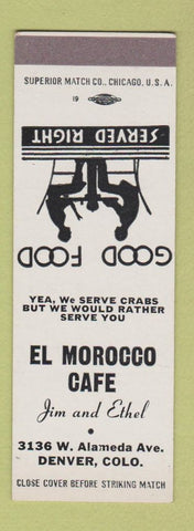 Matchbook Cover - El Morocco Cafe Denver Colorado SAMPLE