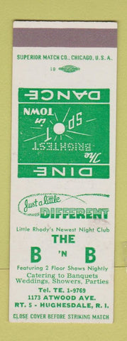 Matchbook Cover - The B n B Hughesdale RI SAMPLE