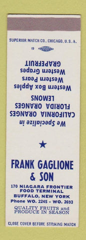 Matchbook Cover - Frank Gaglione and Son Buffalo NY fruit SAMPLE