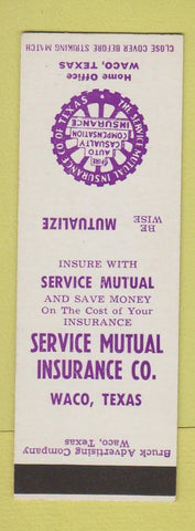 Matchbook Cover - Service Mutual Insurance Waco TX SAMPLE