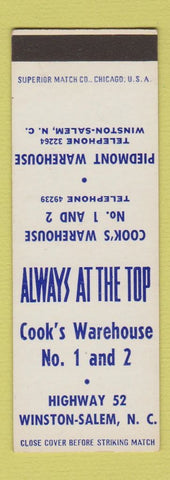 Matchbook Cover - Cook's Warehouse Winston Salem NC SAMPLE