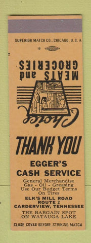 Matchbook Cover - Egger's Cash Service Carderview TN oil gas  SAMPLE