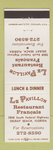 Matchbook Cover - Le Pavillon French Restaurant Delray Beach FL