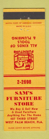 Matchbook Cover - Sam's Furniture Store West Palm Beach FL