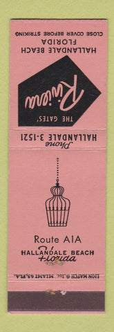 Matchbook Cover - Riviera Hallandale Beach FL