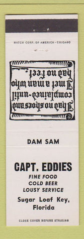 Matchbook Cover - Captain Eddies Restaurant Sugar Loaf Key FL