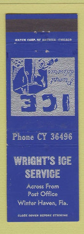 Matchbook Cover - Wright's Ice Service Winter Haven FL