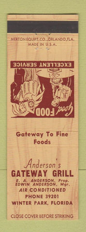 Matchbook Cover - Anderson's Gateway Grill Winter Park FL