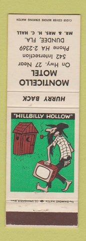 Matchbook Cover - Monticello Motel Dundee FL hillbilly