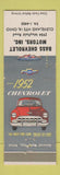 Matchbook Cover - 1952 Chevrolet Bass Motors Cleveland Heights OH