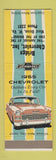 Matchbook Cover - 1955 Chevrolet Bridge West Union WV low phone #