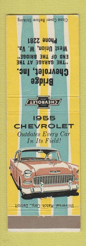 Matchbook Cover - 1955 Chevrolet Bridge West Union WV low phone #