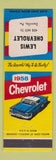 Matchbook Cover - 1958 Chevrolet Lewis Danville PA