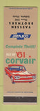 Matchbook Cover - 1961 Chevrolet Corvair Vaessen Bros Sublette IL low phone #