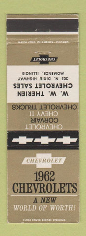 Matchbook Cover - 1962 Chevrolet WW Therien Momence IL WEAR