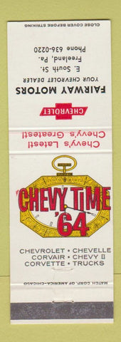 Matchbook Cover - 1964 Chevrolet Fairway Motors Freeland PA
