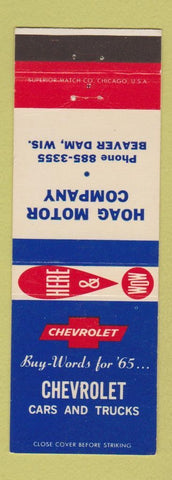 Matchbook Cover - 1965 Chevrolet Hoag Motors Beaver Dam WI