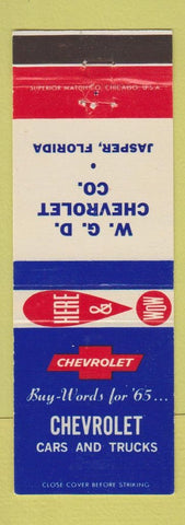 Matchbook Cover - 1965 Chevrolet WGD Jasper FL
