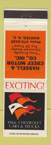 Matchbook Cover - 1966 Chevrolet Hassell Creef Manteo NC
