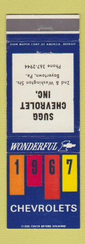 Matchbook Cover - 1967 Chevrolet Sugg Boyertown PA