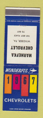 Matchbook Cover - 1967 Chevrolet Marhefka Windber PA