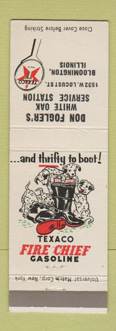 Matchbook Cover - Texaco oil gas Don Fogler's White Oak Bloomington IL