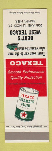 Matchbook Cover - Bert's West Texaco oil gas Sidney NE