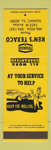 Matchbook Cover - Ken's Texaco oil gas Summit IL