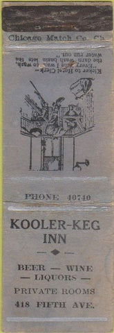 Matchbook Cover - Kooler Keg Inn  NO TOWN WEAR