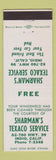 Matchbook Cover - Sharman's Texaco oil gas Indio CA WEAR