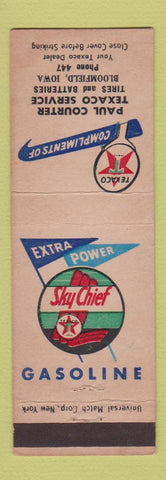 Matchbook Cover - Texaco oil gas Paul Courter Bloomfield IA low phone #