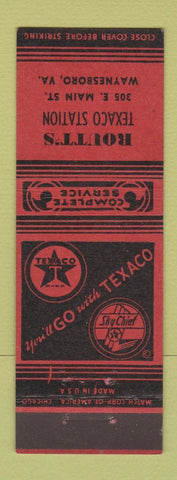 Matchbook Cover - Routt's Texaco oil gas Waynesboro VA
