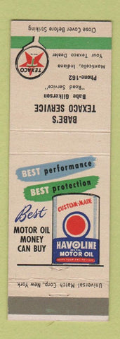 Matchbook Cover - Texaco oil gas Babe's Gilkerson Monticello IN